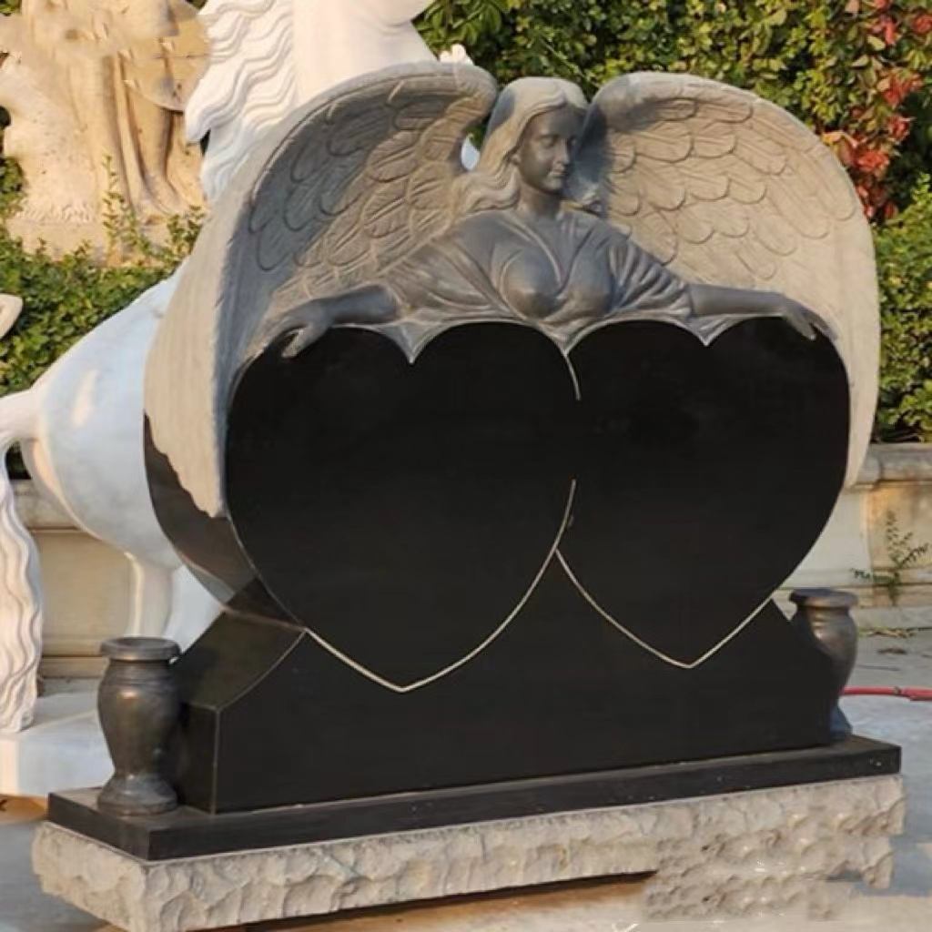 Angel Guardian Double Heart Tombstone