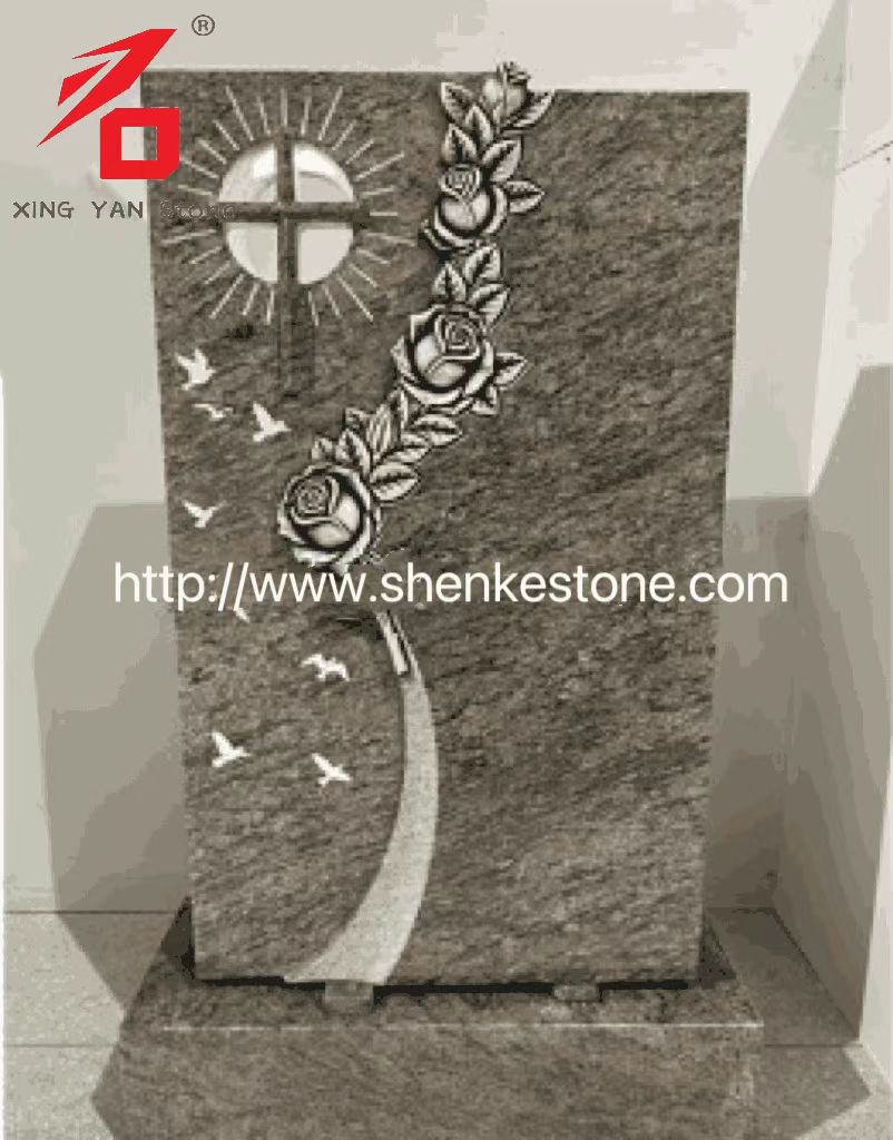 Kina Xingyan - Rose and Bird Charving Tombstone