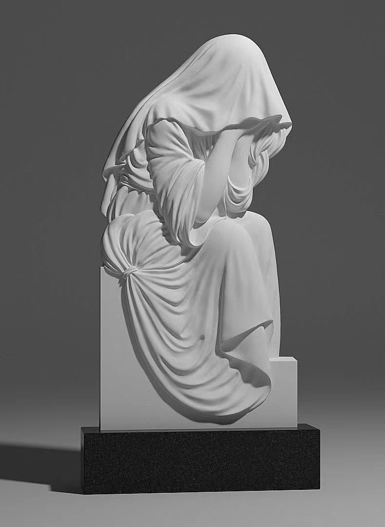 Kinesisk Xingyan Russian Style Mourning Madonna Theme Art Tombstone