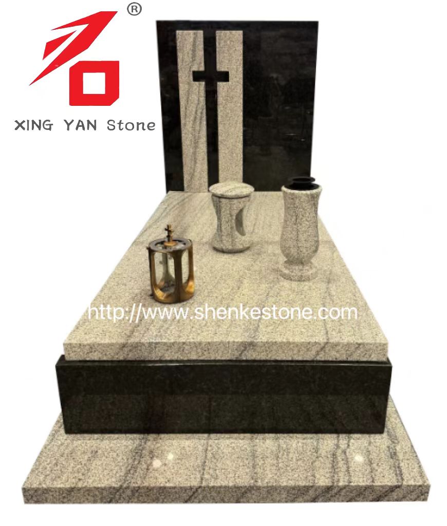 Modern Granite Designed Funeral Monument (med begravelsesvase og lykt)