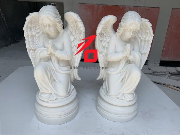 White Marble Praying Angel Stone Sculpture Ornament